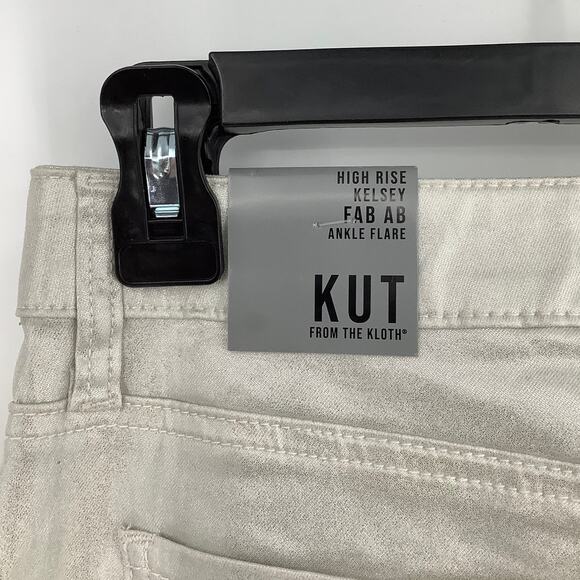 Kut from the Kloth Sz 10 Silver Kelsey High Rise Fab Ab Ankle Flare Pants HR9-3 - Picture 8 of 8